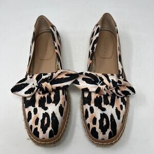 Antonio Melani Mixed Media Leather Canvas Espadrille Bow Shoes Womens 9.5M